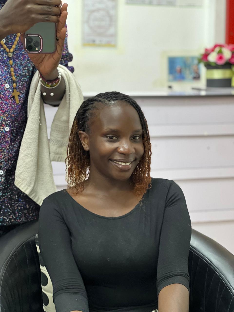 Fine micro locs installed from natural hair at Locstime254 Nairobi